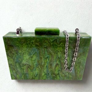 Zara Green Swirl Clutch with Chain